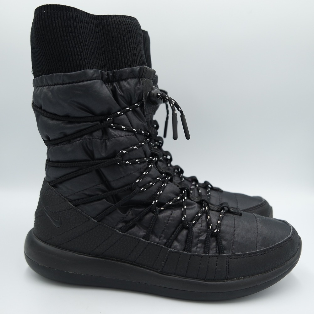 Nike Roshe Two Hi Flash GS Black Winter Boots Puffer High Top Women 7.5 Gorpcore